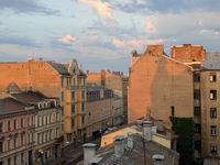 Sonnenaufgang in Riga Blick aus dem Hotelfenster des Viktoija